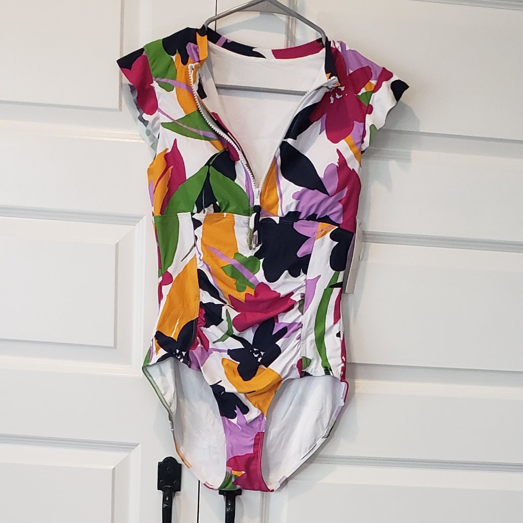 Nwt: Anne Cole Flutter Zip One-Piece Size 6
